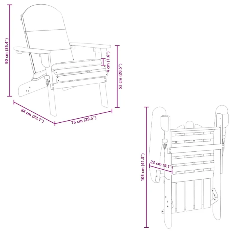 AkacieCharm - Adirondack altanstol med hynder