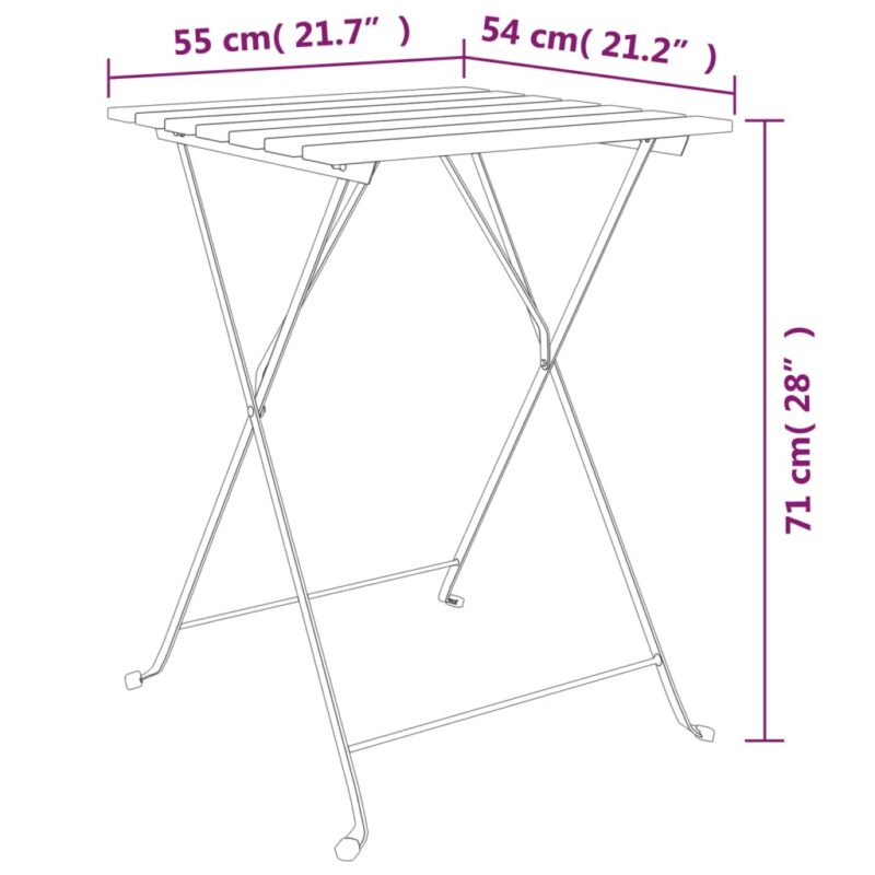 TeakCharm - Foldbart bistrobord i massivt træ og stål