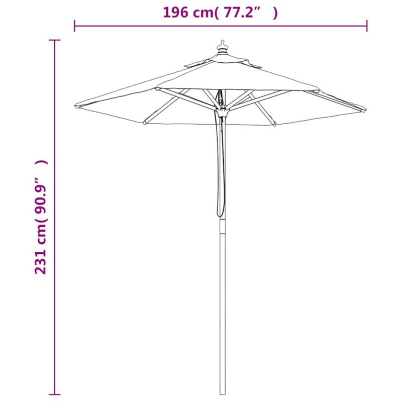 Altanparasol med træstang - 196X231 cm