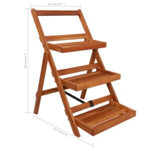 Foldbart plantestativ i akacietræ – 3 hylder