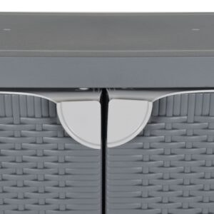Gråt opbevaringsskab til altan i PP-plast med rattan-look og to hylder – foto 6